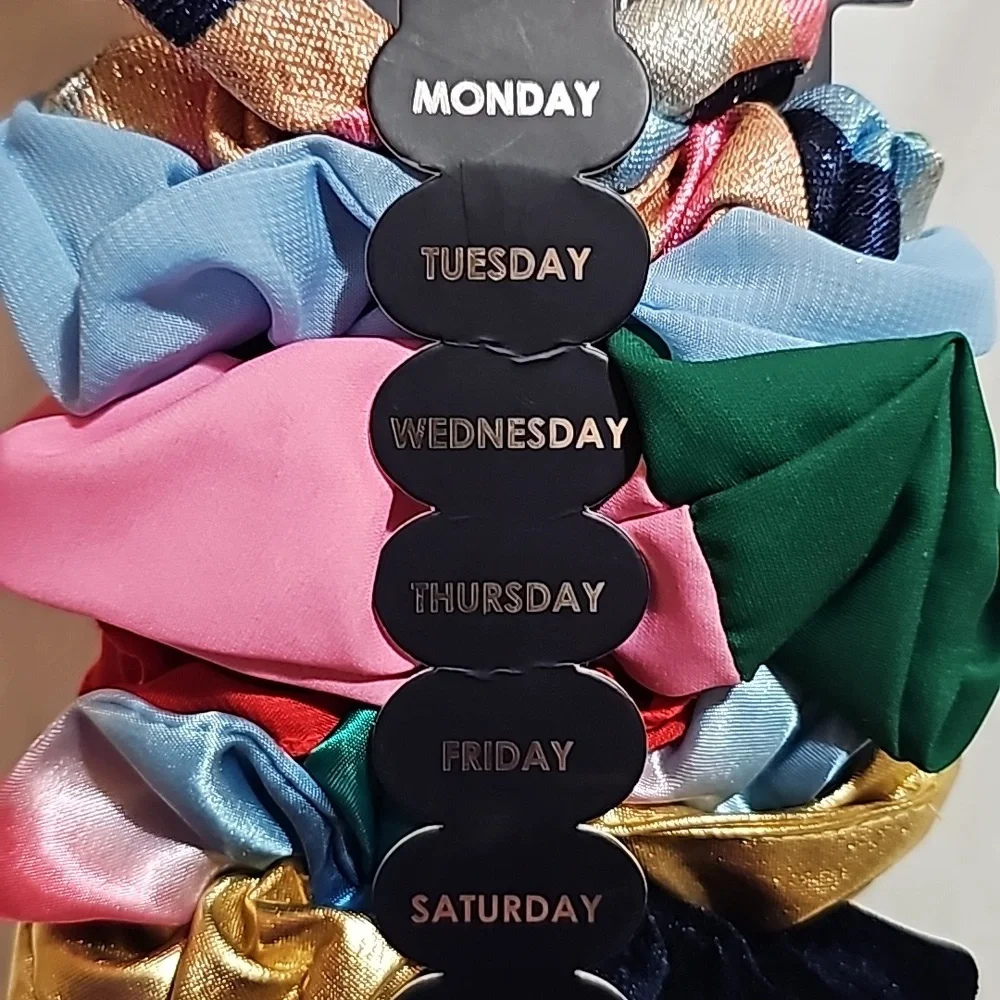 Packed Party Days of the Week Scrunchie Set in a Variety of Colors and Materials